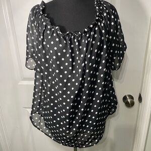 TeenBell Black and White Polka Dot Blouse 1XL CB-AM